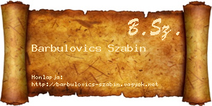 Barbulovics Szabin névjegykártya